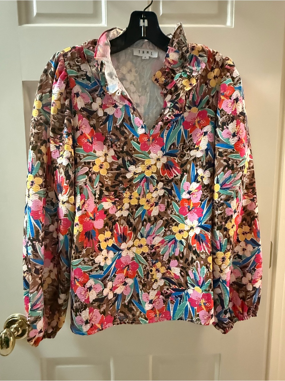 THML Multicolor Floral Button-Front Blouse